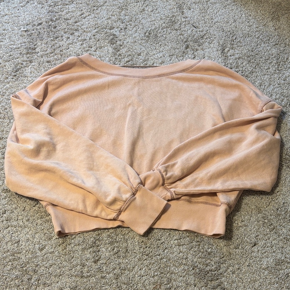 Free People Peach Crew Neck Open-back Sweater
